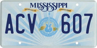 MS license plate ACV607