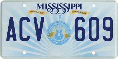 MS license plate ACV609