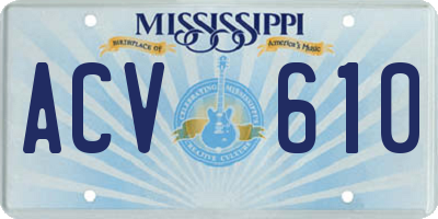 MS license plate ACV610