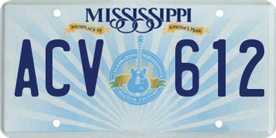 MS license plate ACV612