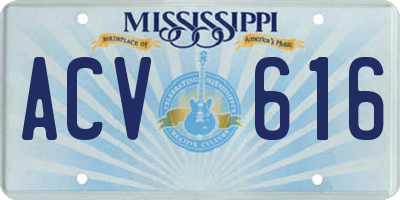 MS license plate ACV616