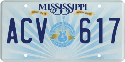 MS license plate ACV617