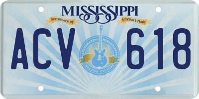 MS license plate ACV618