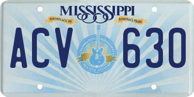 MS license plate ACV630