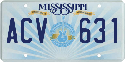 MS license plate ACV631
