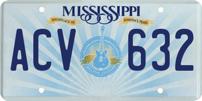 MS license plate ACV632