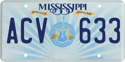 MS license plate ACV633