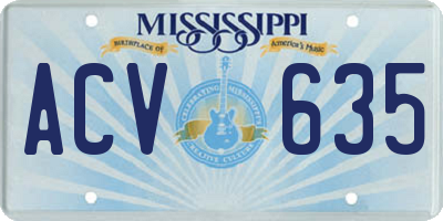 MS license plate ACV635