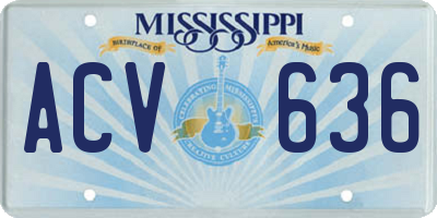MS license plate ACV636