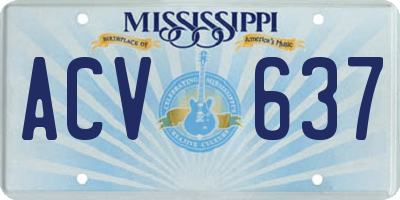 MS license plate ACV637