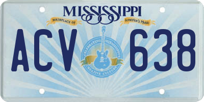 MS license plate ACV638
