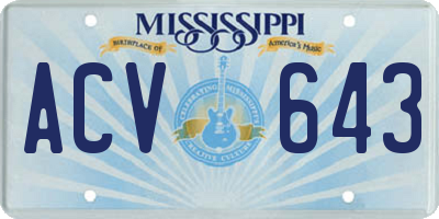 MS license plate ACV643