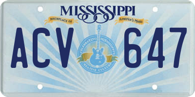MS license plate ACV647