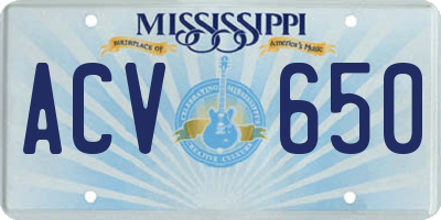 MS license plate ACV650