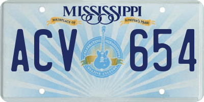 MS license plate ACV654