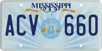 MS license plate ACV660