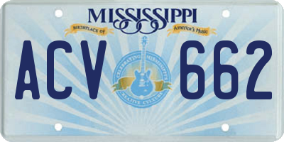MS license plate ACV662