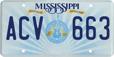MS license plate ACV663