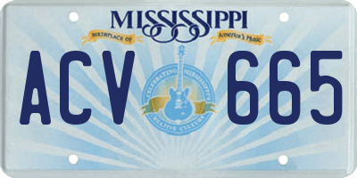 MS license plate ACV665