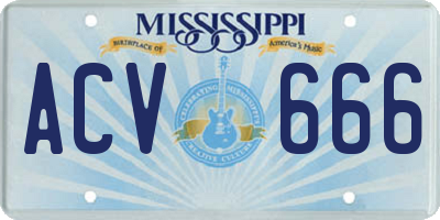 MS license plate ACV666