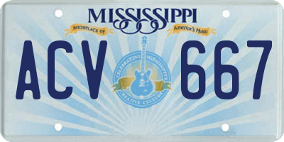 MS license plate ACV667