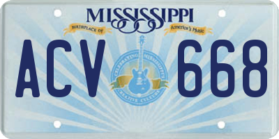 MS license plate ACV668