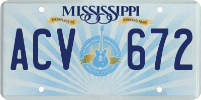 MS license plate ACV672