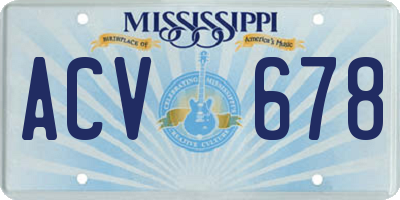 MS license plate ACV678