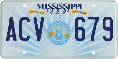 MS license plate ACV679