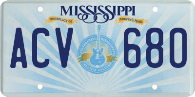 MS license plate ACV680