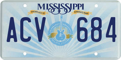 MS license plate ACV684