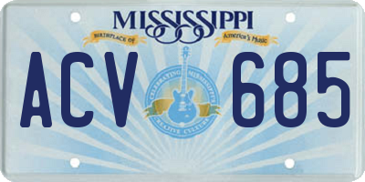 MS license plate ACV685