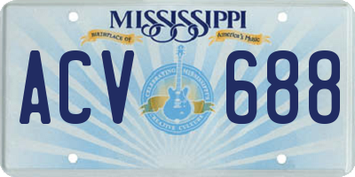 MS license plate ACV688