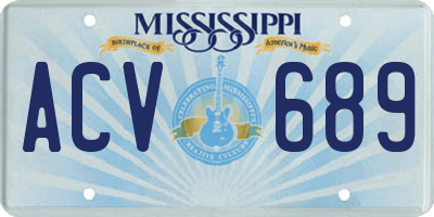 MS license plate ACV689