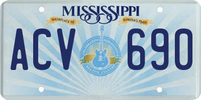 MS license plate ACV690