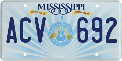 MS license plate ACV692