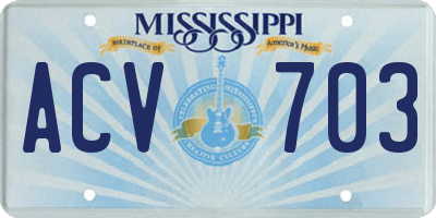 MS license plate ACV703