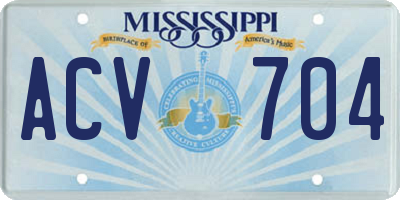 MS license plate ACV704