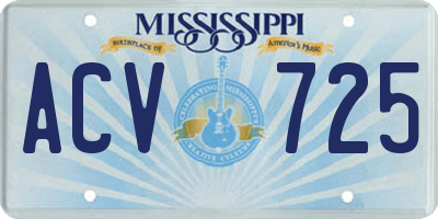 MS license plate ACV725