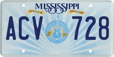 MS license plate ACV728