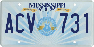 MS license plate ACV731