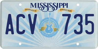 MS license plate ACV735