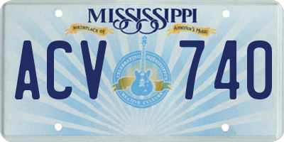 MS license plate ACV740