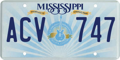 MS license plate ACV747