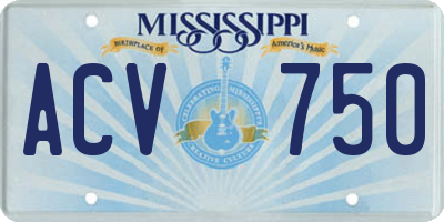 MS license plate ACV750