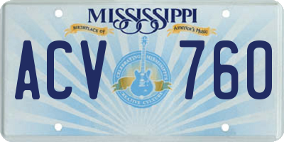 MS license plate ACV760