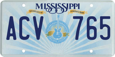 MS license plate ACV765