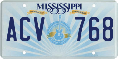 MS license plate ACV768