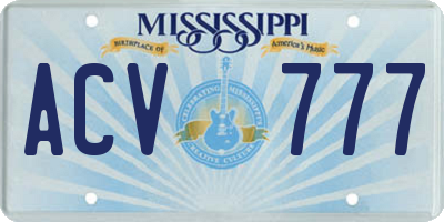 MS license plate ACV777