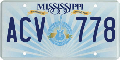 MS license plate ACV778